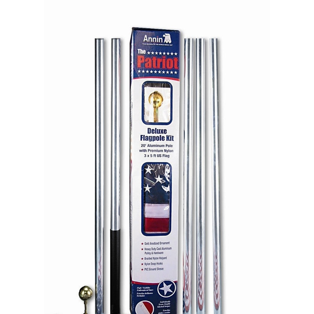 Patriot 20 ft. Aluminum Flagpole with 3 ft. x 5 ft. Nylon US Flag - ColorFastFlags | All the flags you'll ever need!