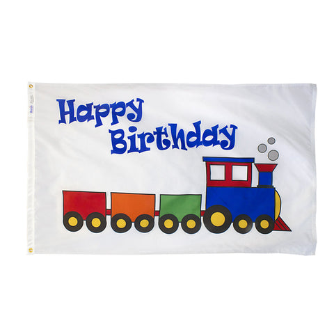 Happy Birthday Train Flag - ColorFastFlags | All the flags you'll ever need! 
