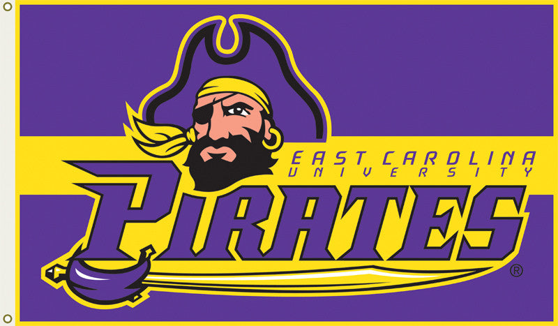 Officially Licensed East Carolina Pirates  3' x 5' Flags - ColorFastFlags | All the flags you'll ever need! 
